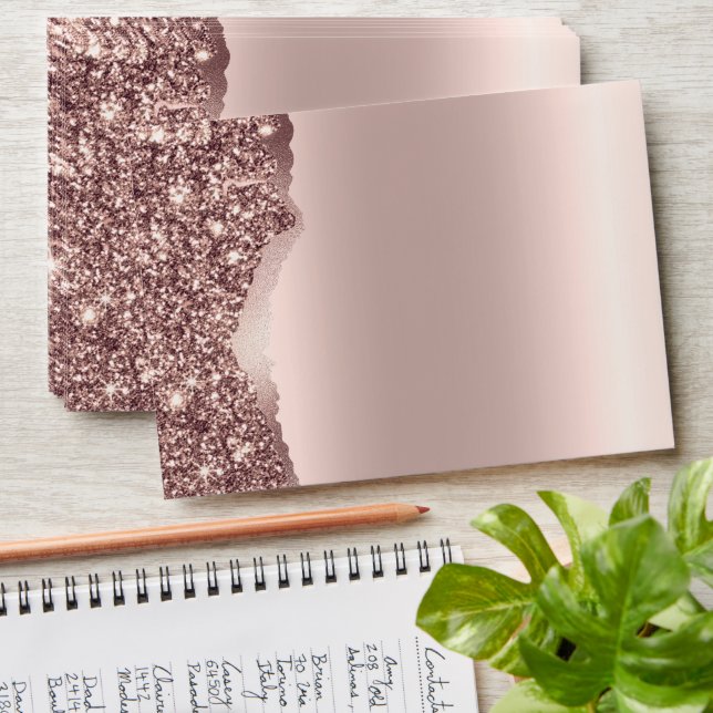Elegant Rose Gold Glitter  Envelope (Stacked)
