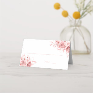 Elegant Rose Gold Glitter Floral  Place Card