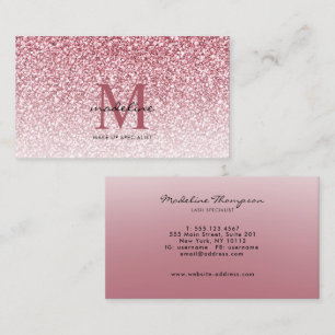 Elegant Rose Gold Glitter Girly Monogram Business Card