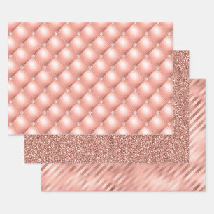 Elegant Rose Gold Glitter Glam Patterns Wrapping Paper Sheet