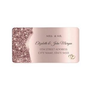 Elegant Rose Gold Glitter Gold Rings Label