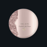 Elegant Rose Gold Glitter Gold Rings Magnet<br><div class="desc">Elegant chic glitter border and gold heart rings on a rose gold background.</div>