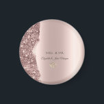 Elegant Rose Gold Glitter Gold Rings Magnet<br><div class="desc">Elegant chic glitter border and gold heart rings on a rose gold background.</div>