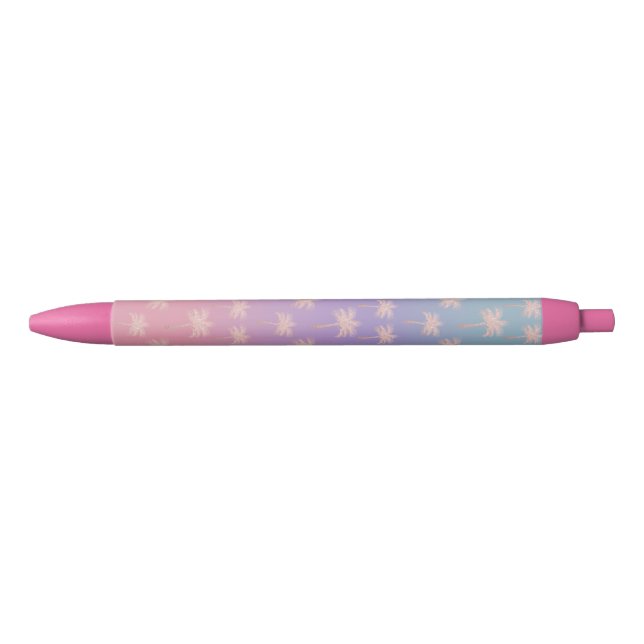 Elegant rose gold glitter gradient palm pattern blue ink pen (Front)