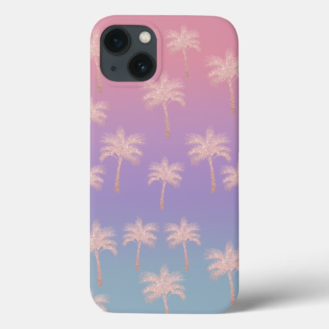 Elegant rose gold glitter gradient palm pattern Case-Mate iPhone case (Back)