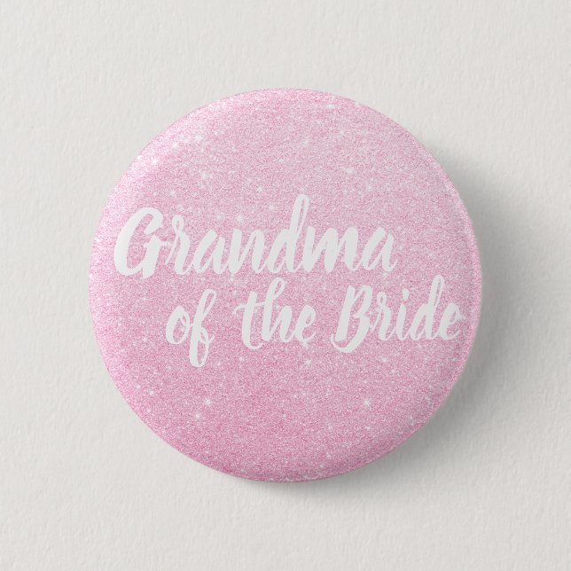 Elegant rose gold glitter grandma of the bride 6 cm round badge (Front)