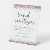 Elegant Rose Gold Glitter Hand Sanitizer Station