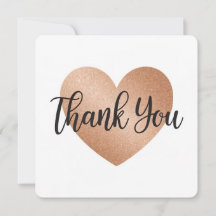 Elegant Rose Gold Glitter Heart "Thank You" Greeti