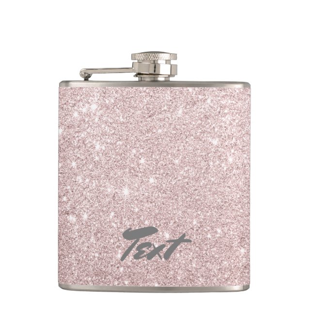 elegant rose gold glitter hip flask (Front)