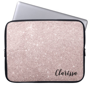 elegant rose gold glitter laptop sleeve