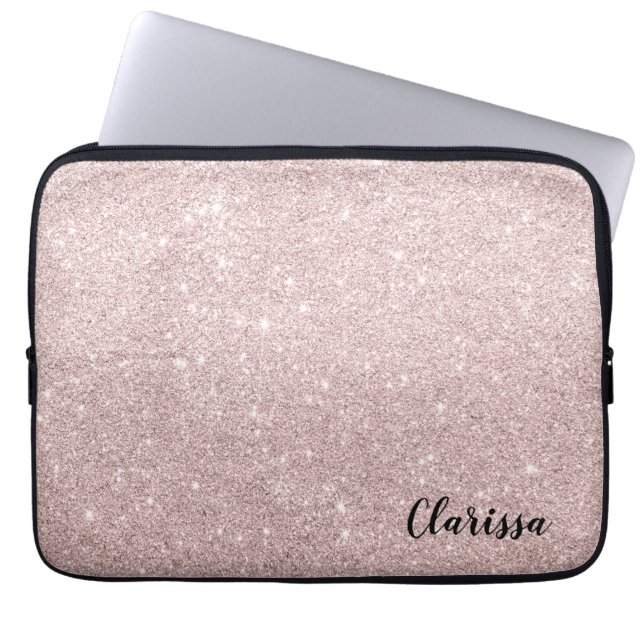 elegant rose gold glitter laptop sleeve (Front)