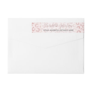 Elegant Rose Gold Glitter Leopard Animal Print Wrap Around Label