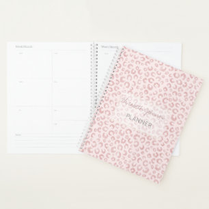 Elegant Rose Gold Glitter Leopard Pattern Planner