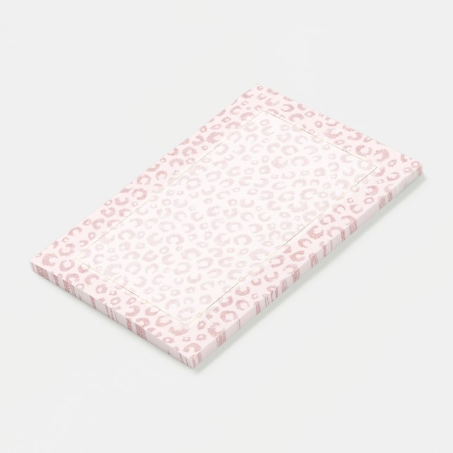 Elegant Rose Gold Glitter Leopard Pattern Post-it Notes (Angled)