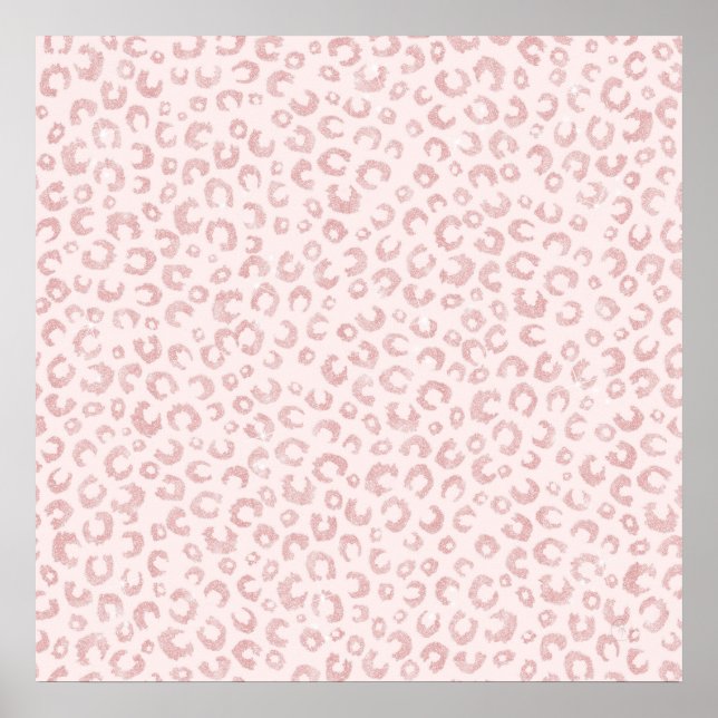 Elegant Rose Gold Glitter Leopard Pattern Poster (Front)