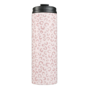 Elegant Rose Gold Glitter Leopard Pattern Thermal Tumbler