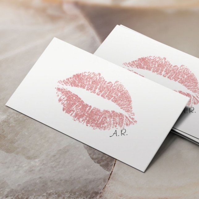 Elegant Rose Gold Glitter Lips Salon Minimalist Business Card (Creator Uploaded)