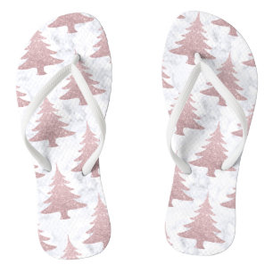 Elegant Rose Gold Glitter & Marble Christmas Tree Jandals