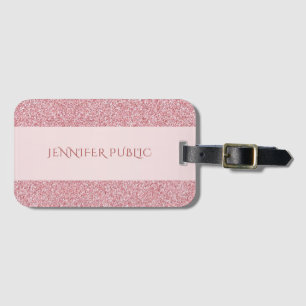 Elegant Rose Gold Glitter Modern Trendy Template Luggage Tag