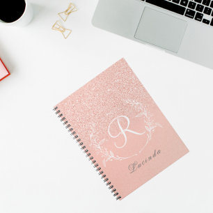 Elegant Rose Gold Glitter Monogram  Notebook