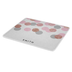 elegant rose gold glitter pastel pink confetti cutting board