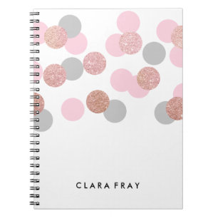 elegant rose gold glitter pastel pink confetti notebook