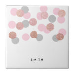 elegant rose gold glitter pastel pink confetti tile<br><div class="desc">Cute and stylish design featuring large faux rose gold glitter, pink and grey confetti dots.</div>