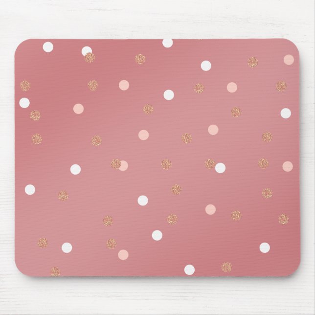 elegant rose gold glitter pink polka dots pattern mouse pad (Front)