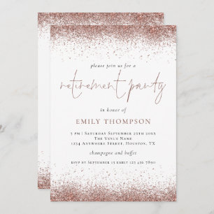 Elegant Rose Gold Glitter Retirement Party Invitation