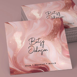 Elegant Rose Gold Glitter Salon Business Card