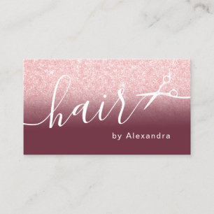 Elegant rose gold glitter scissors hairstylist business card