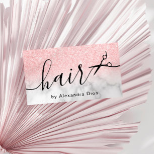Elegant rose gold glitter scissors hairstylist business card