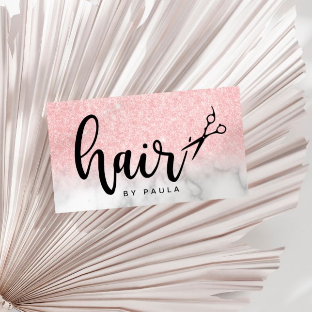 Elegant rose gold glitter scissors hairstylist business card (Creator Uploaded)