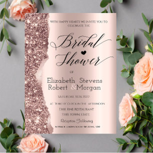 Elegant Rose Gold Glitter Script Bridal Shower Invitation