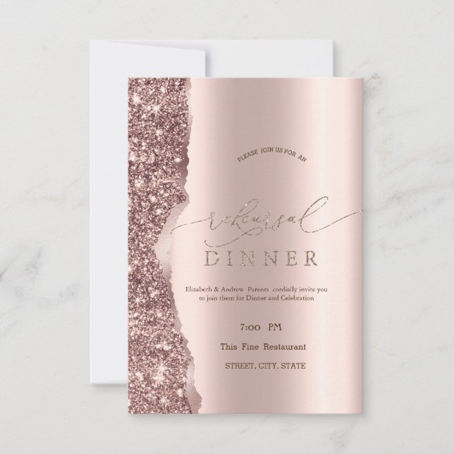 Elegant Rose Gold Glitter Script  Invitation (Front)