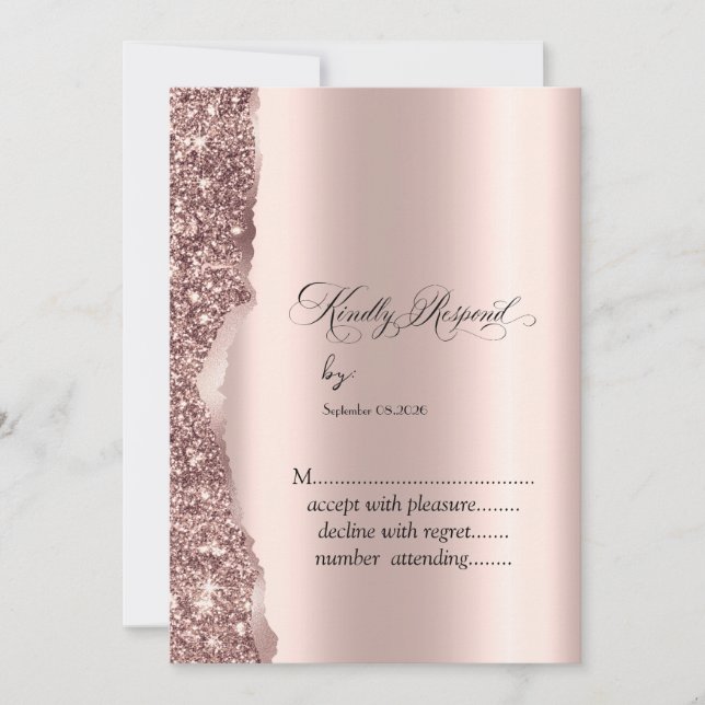 Elegant Rose Gold Glitter Script Invitation (Front)