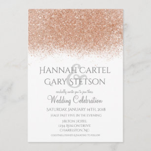 Elegant Rose Gold Glitter Wedding Invitation