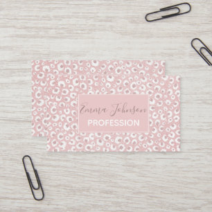 Elegant Rose Gold Glitter White Leopard Print Business Card