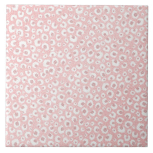 Elegant Rose Gold Glitter White Leopard Print Tile