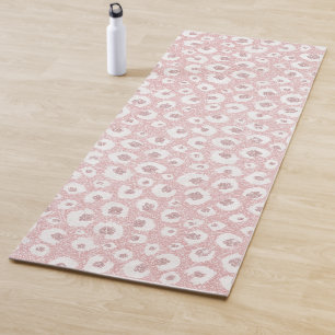 Elegant Rose Gold Glitter White Leopard Print Yoga Mat