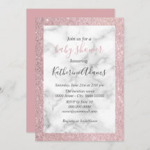 Elegant rose gold glitter white marble baby shower