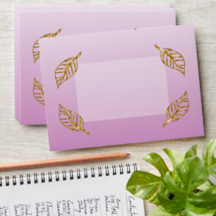 Elegant Rose Gold Glitter with Gold Leaves Envelope