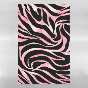 Elegant Rose Gold Glitter Zebra Black Animal Print Magnetic Dry Erase Sheet