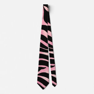 Elegant Rose Gold Glitter Zebra Black Animal Print Tie