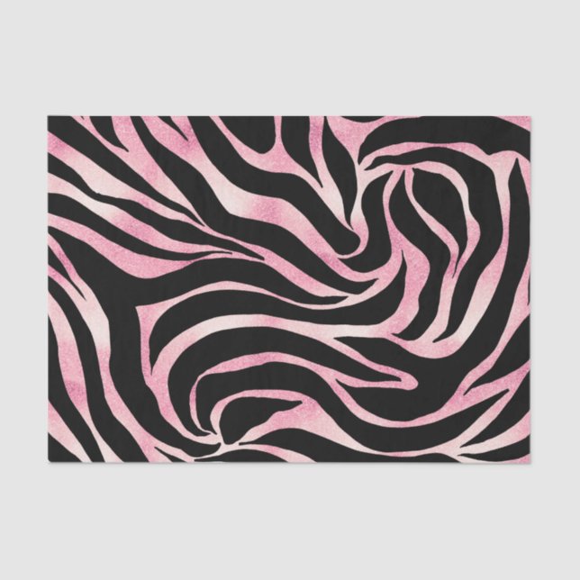 Elegant Rose Gold Glitter Zebra Black Animal Print Tissue Paper (Front)