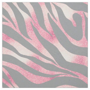Elegant Rose Gold Glitter Zebra Gray Animal Print Fabric