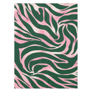 Elegant Rose Gold Glitter Zebra Green Animal Print Tablecloth