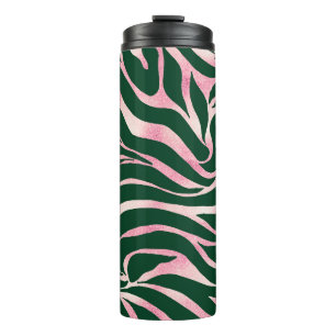 Elegant Rose Gold Glitter Zebra Green Animal Print Thermal Tumbler
