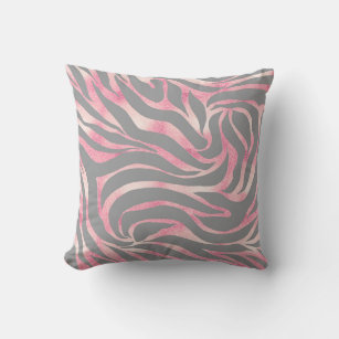 Elegant Rose Gold Glitter Zebra Grey Animal Print Cushion