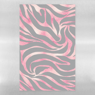 Elegant Rose Gold Glitter Zebra Grey Animal Print Magnetic Dry Erase Sheet